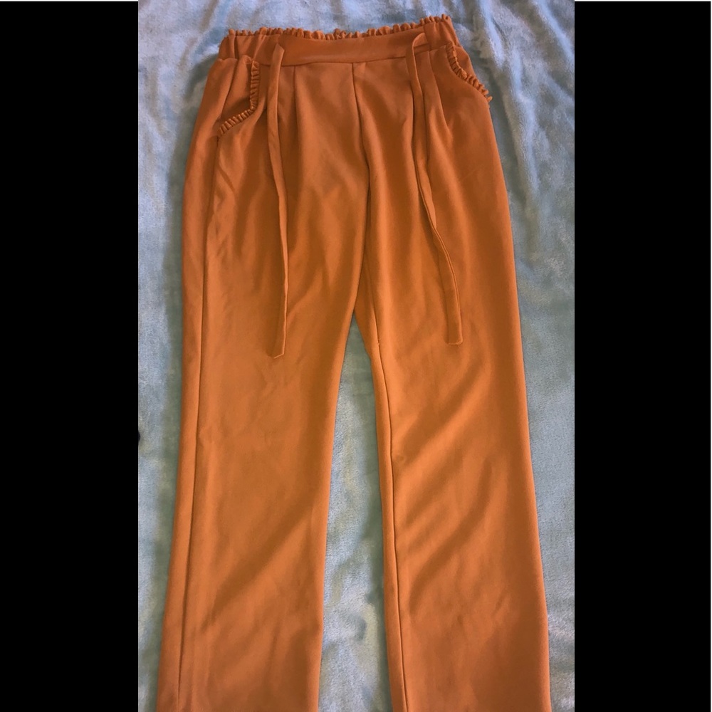 Mustard Lettuce Belted Trousers